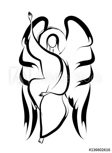367x500 Angel - Simple Vector Drawing