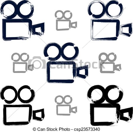 450x445 set of realistic ink hand drawn vector video camera icons - Simple Video Camera Drawing