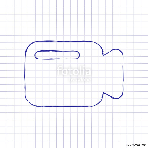 500x500 simple video camera icon hand drawn picture on paper sheet blue - Simple Video Camera Drawing