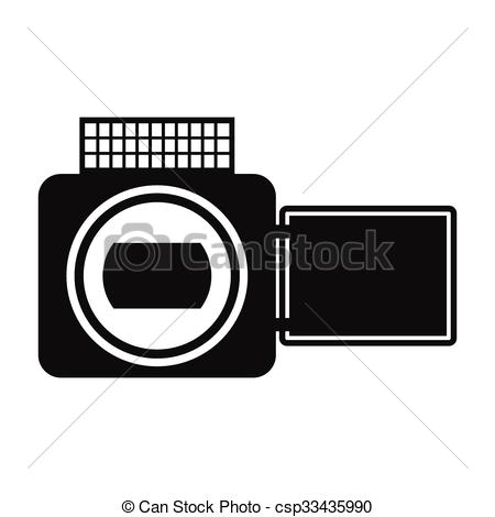 450x470 video camera black simple icon isolated on white background - Simple Video Camera Drawing
