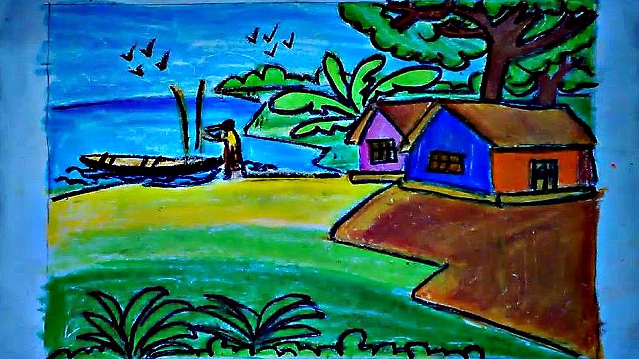 1280x720 Draw A Simple Village Scene How To, Easy Drawing Video Tutorial - Simple Village Drawing