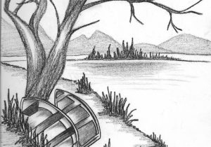 300x210 Easy Nature Drawing Step - Simple Village Drawing