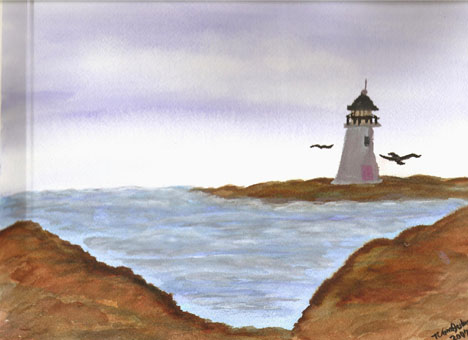 468x340 The Lighthouse A Basic Watercolor - Simple Watercolor Drawing