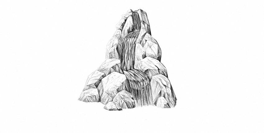 850x429 How To Draw Water In Nature - Simple Waterfall Drawing