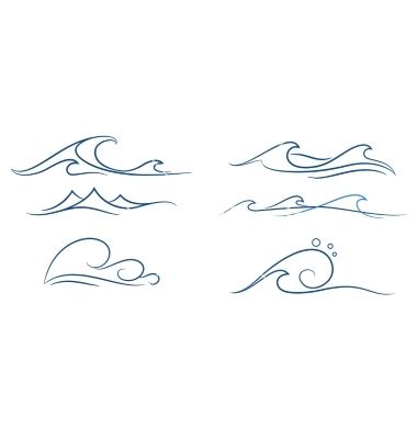 380x400 Simple Waves Set Vector On Vectorstock - Simple Wave Drawing