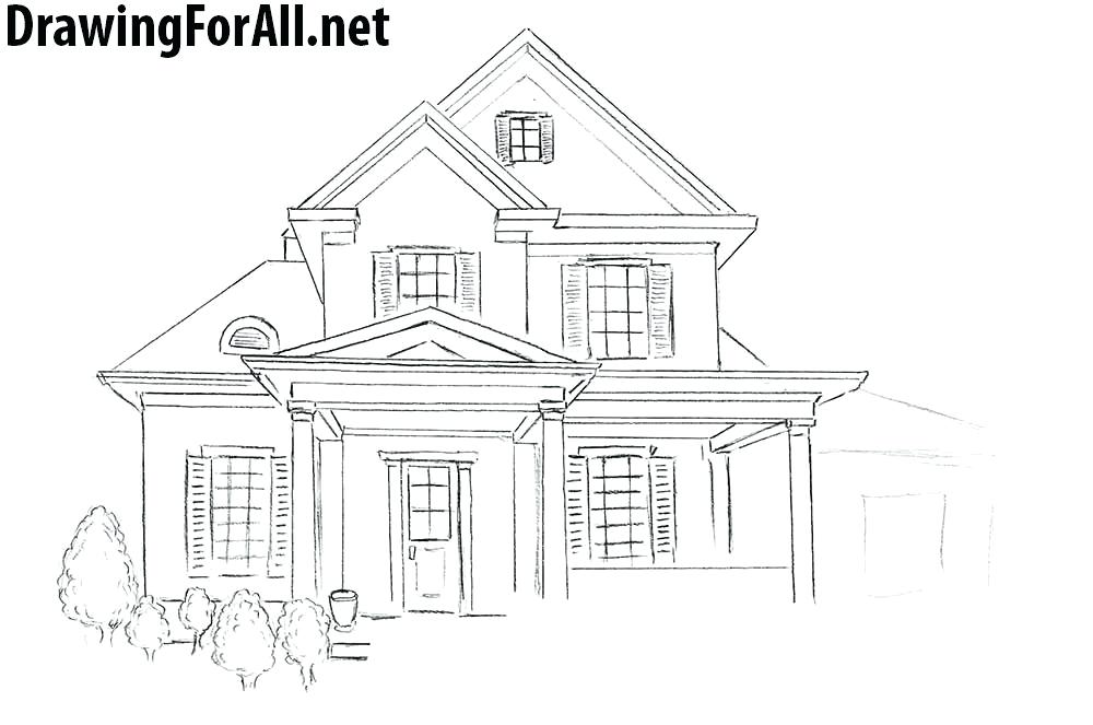 1000x663 Modern House Drawing - Simple White House Drawing
