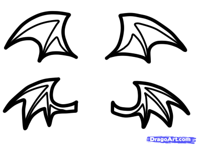394x290 How To Draw Chibi Demon Wings, Step - Simple Wings Drawing