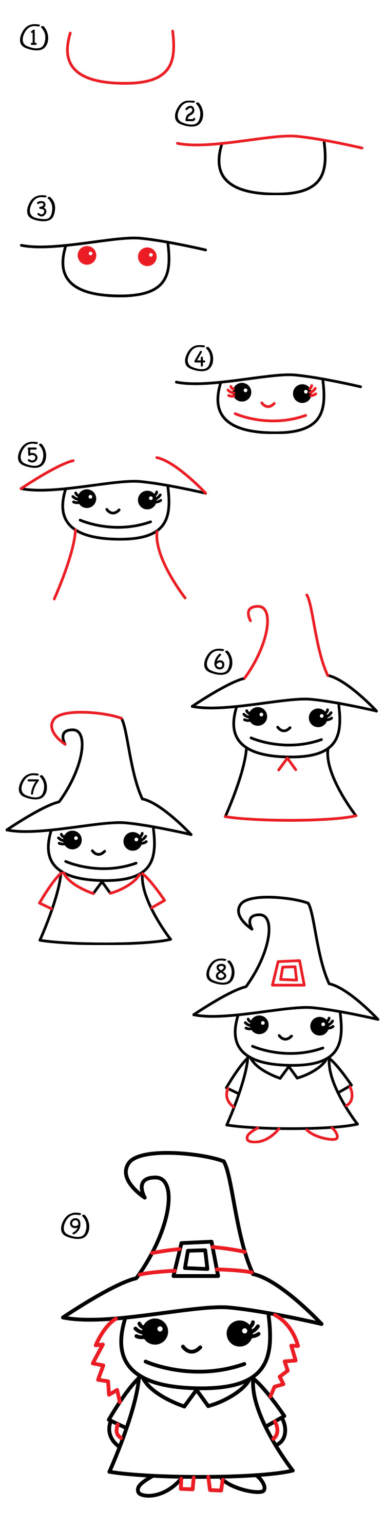 750x2977 How To Draw A Cartoon Witch - Simple Witch Drawing