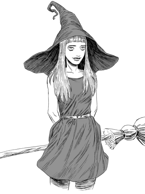 500x667 Inktober Day A Simple Witch Drawing I Tried Adding A Little - Simple Witch Drawing
