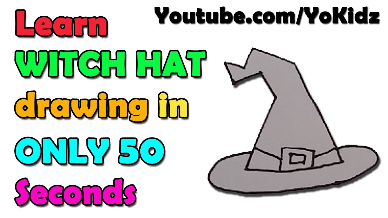 1280x720 Speed Drawing Or Time Lapse Drawing Of Witch Hat For Kids Easy - Simple Witch Drawing