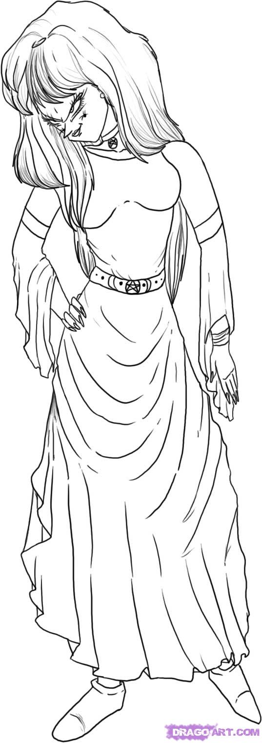 537x1521 Step How To Draw A Simple Witch - Simple Witch Drawing