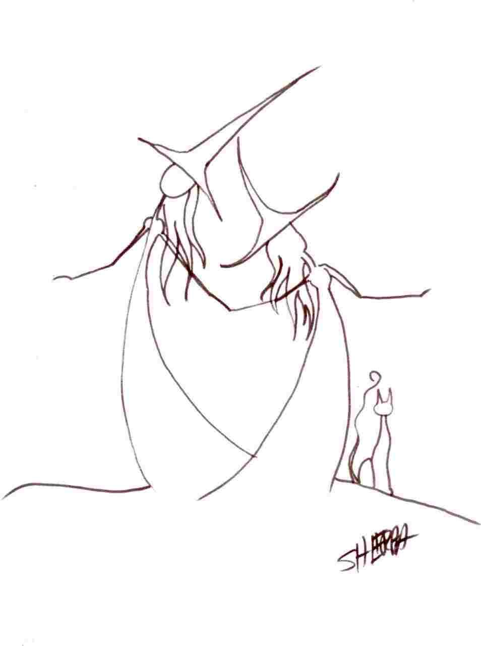 954x1279 Simple Witch Added - Simple Witch Drawing