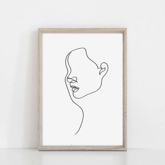 570x570 Face Art Simple Prints Woman Artwork Line Drawing Downloads Etsy - Simple Woman Drawing
