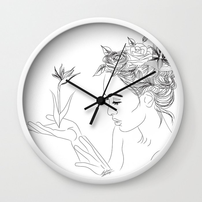 700x700 Simple Black And White Ink Drawing Of Woman With Flowers In Hair - Simple Woman Drawing