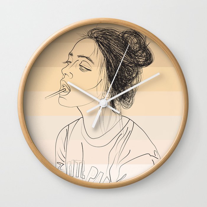 700x700 Simple Skintones Drawing Of Woman Sucking Lollipop Wall Clock - Simple Woman Drawing
