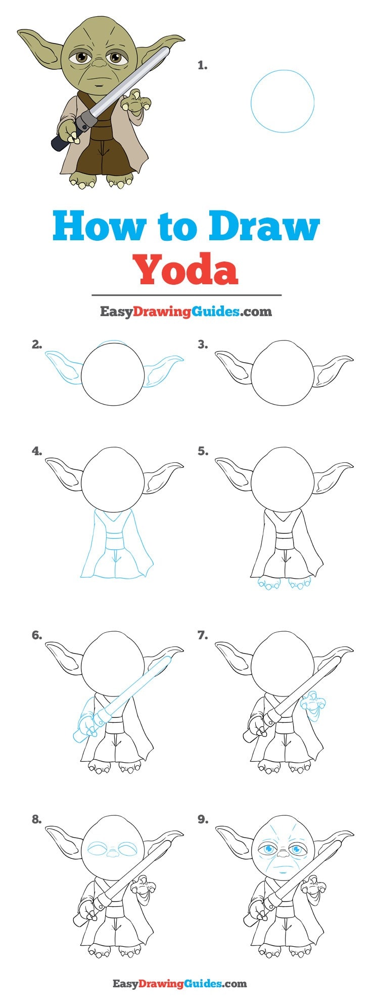 736x1987 How To Draw Yoda From Star Wars - Simple Yoda Drawing