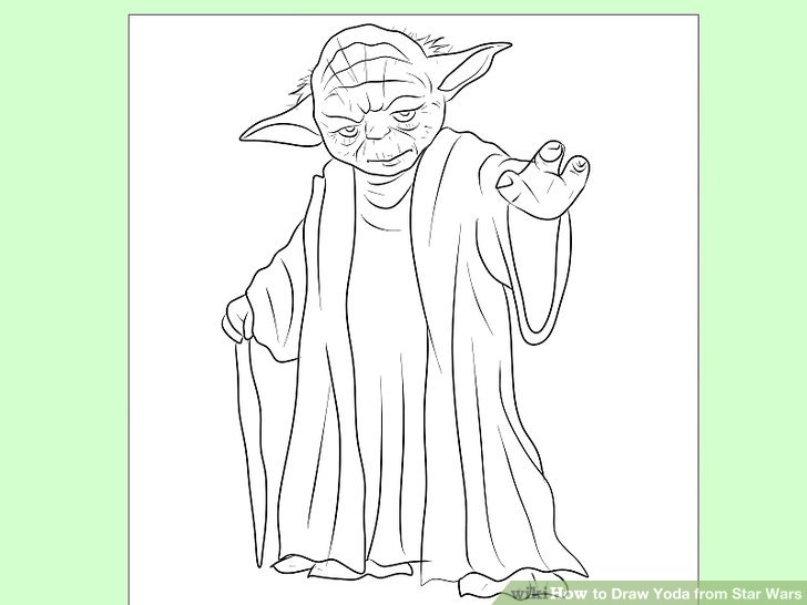 728x546 How To Draw Yoda From Star Wars Steps - Simple Yoda Drawing