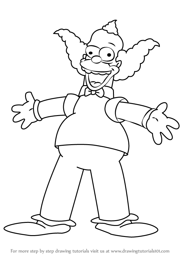599x846 Learn How To Draw Krusty The Clown From The Simpsons - Simpsons Drawings