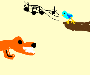 300x250 fox watching a singing bird drawing - Singing Bird Drawing