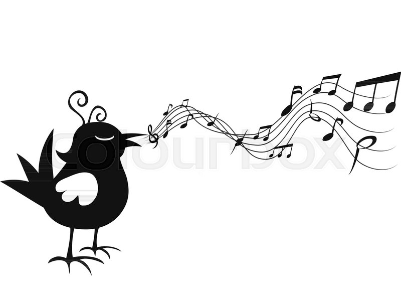 800x600 isolated cartoon bird singing with stock vector colourbox - Singing Bird Drawing