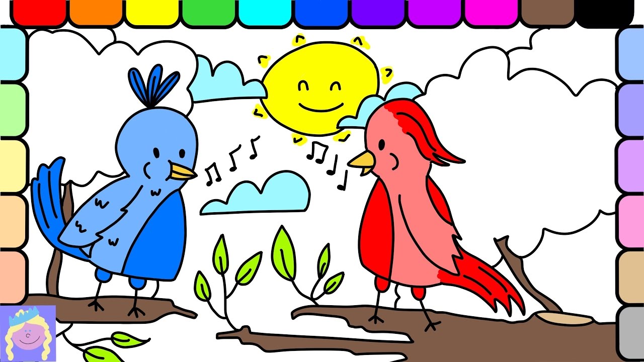 1280x720 learn how to draw and color singing birds with this fun drawing - Singing Bird Drawing
