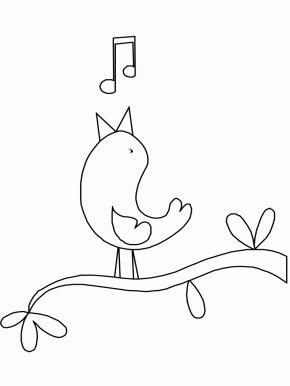 290x386 pix for gt bird singing drawing silhouette bird coloring pages - Singing Bird Drawing