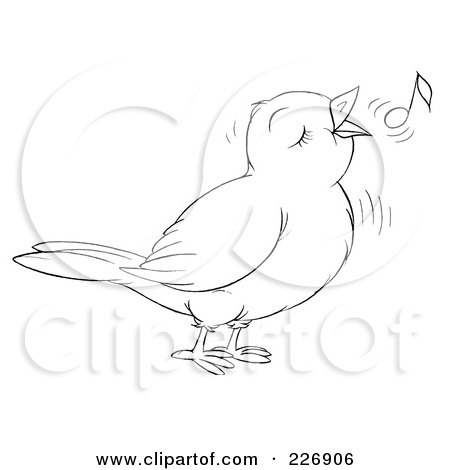 450x470 Royalty Free - Singing Bird Drawing