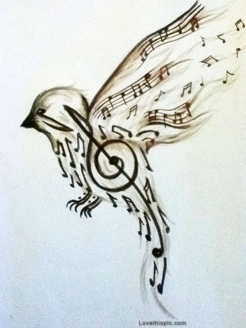 500x667 song bird music art bird drawing notes sing sketch music to my - Singing Bird Drawing