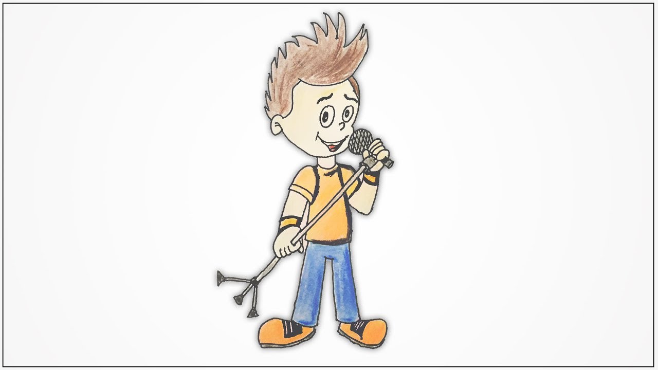 1280x720 how to draw a boy singing with mic step - Singing Drawing