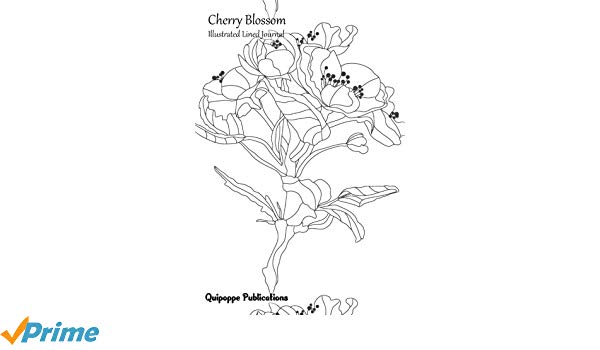 600x350 Cherry Blossom Illustrated Lined Journal Illustrated Medium - Single Cherry Blossom Drawing