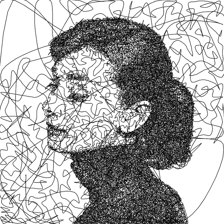 880x880 i wrote an algorithm that doodles drawings from a single line - Single Drawing