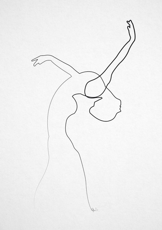 550x778 one line dancer art print minimal art art, drawings - Single Drawing
