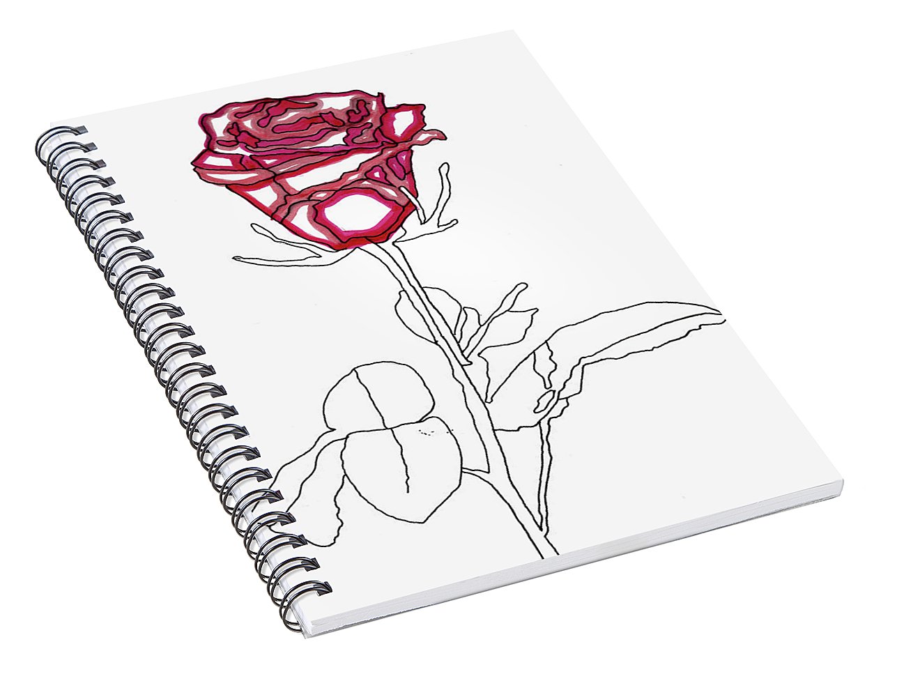 1287x1000 single red rose drawing spiral notebook for sale - Single Red Rose Drawing