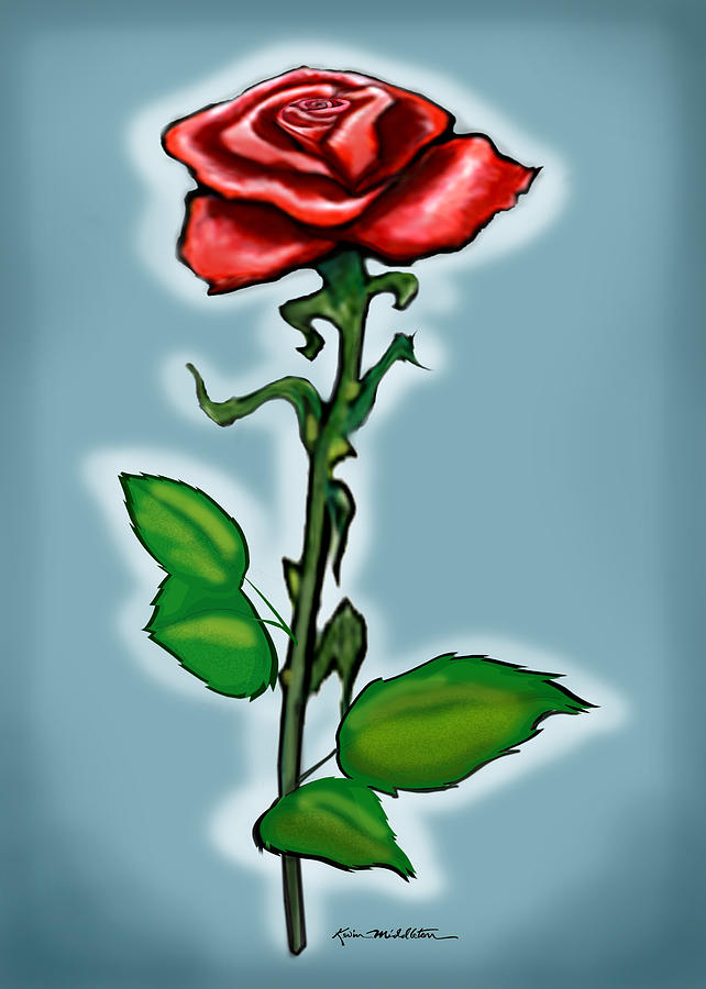 642x900 single red rose painting - Single Red Rose Drawing