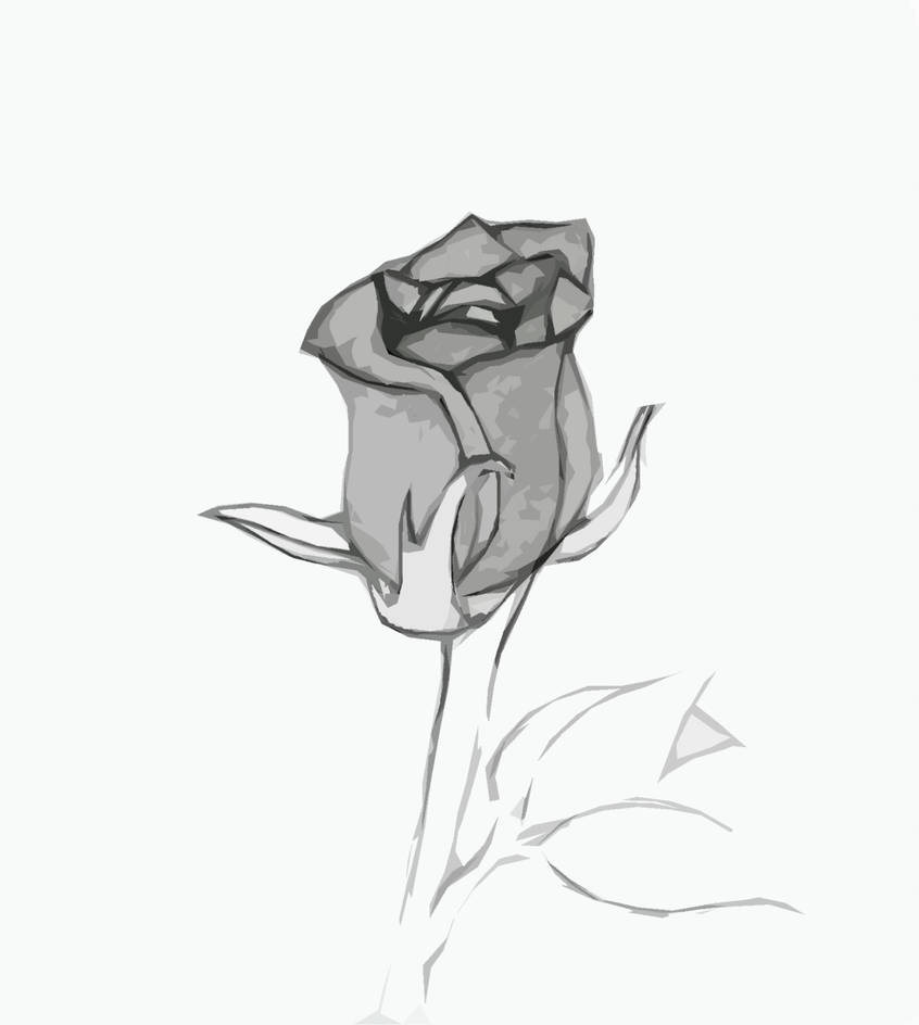 846x944 Single Rose - Single Rose Drawing