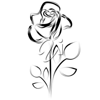 350x350 Clipart Illustration Of A Simple Rose Image - Single Rose Drawing