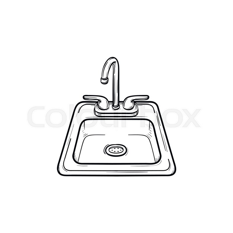 800x800 Toilet Sink Hand Drawn Outline Doodle Stock Vector Colourbox - Sink Drawing