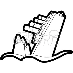 300x300 Sinking Ship From An Iceberg Black And White Clipart Royalty Free - Sinking Ship Drawing