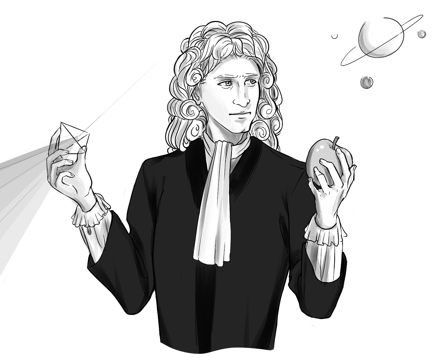 Исаак Ньютон мультяшный