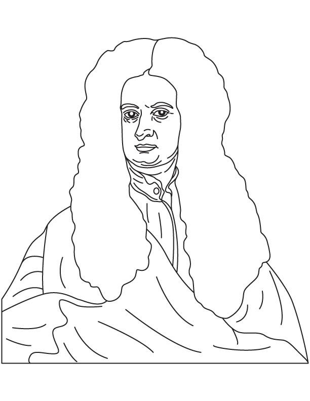 612x792 sir isaac newton coloring - Sir Isaac Newton Drawing