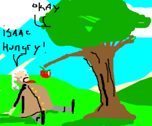 300x250 apple tree feeds lazy sir isaac newton drawing - Sir Isaac Newton Drawing