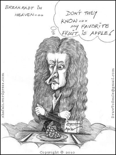400x532 caricaturecartoon sir isaac newton doesn't find his inspiration - Sir Isaac Newton Drawing