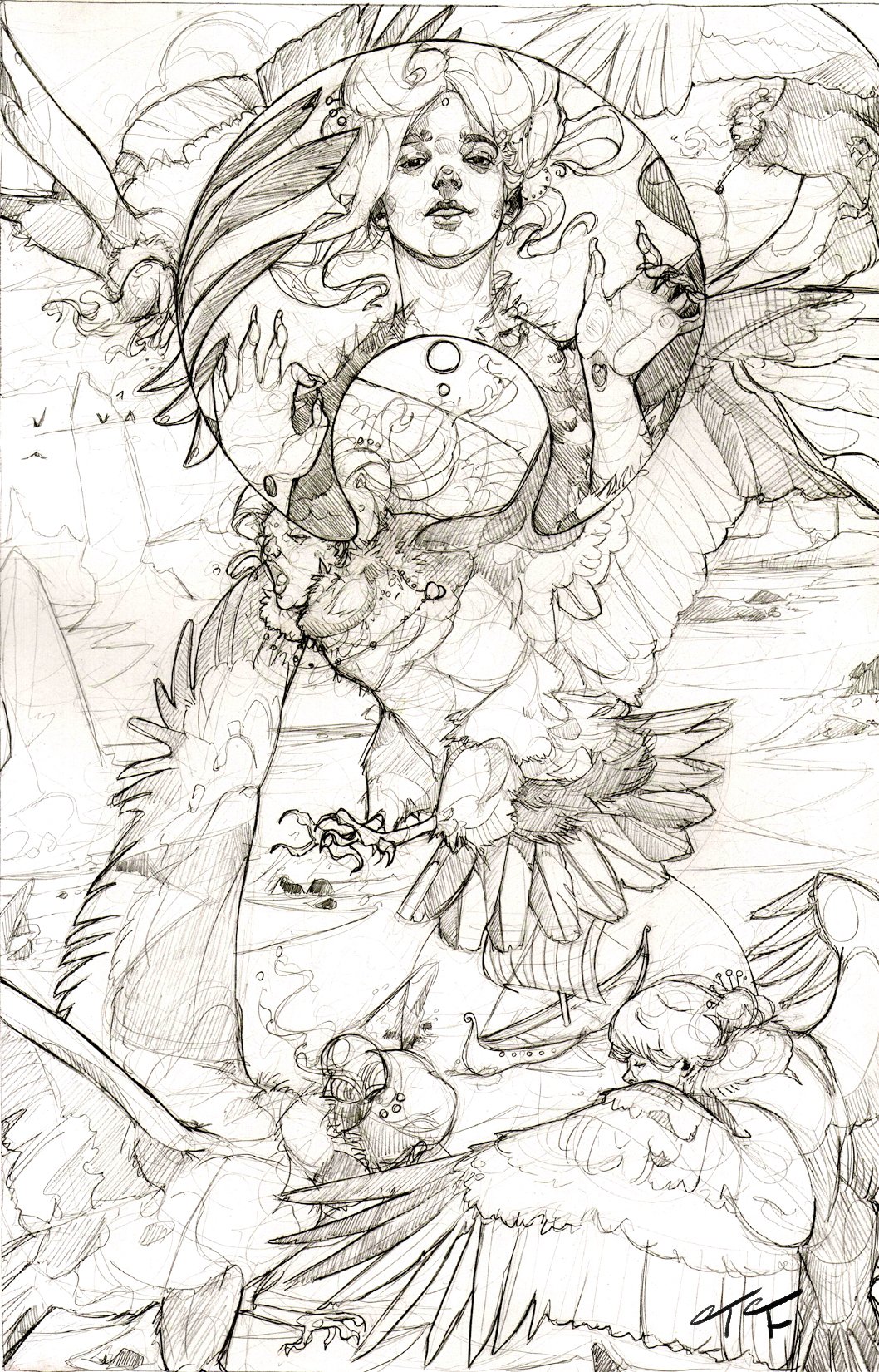 1058x1650 siren odyssey original drawing tara fernon - Siren Drawing