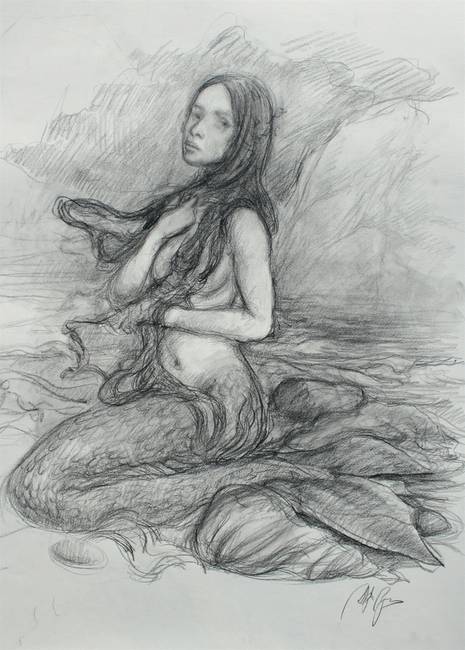 465x650 Siren Sketch - Siren Drawing