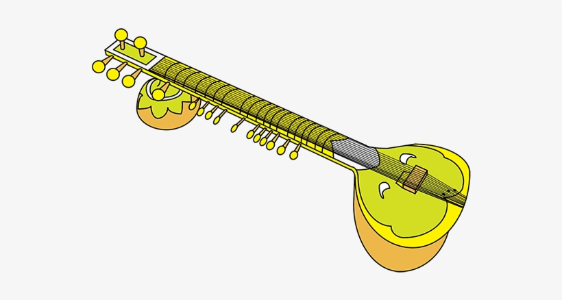 820x438 Royalty Free Download Clipart Music Instrument - Sitar Drawing