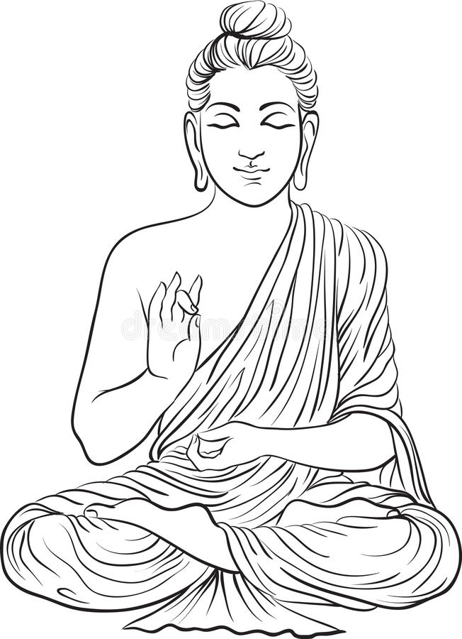 652x900 Buddha Drawing Free Download - Sitting Buddha Drawing