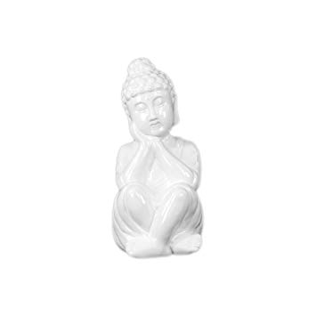 355x355 urban trends ceramic sitting buddha, gloss white home - Sitting Buddha Drawing