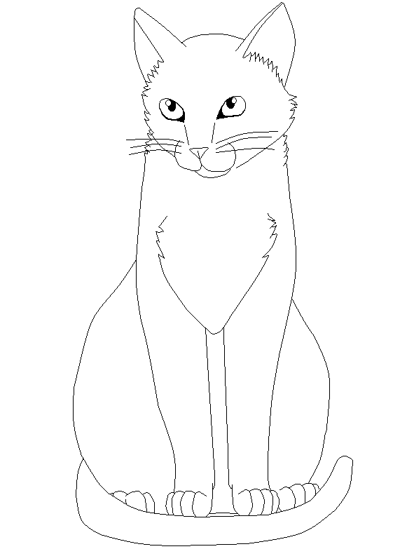 591x783 Cat Sitting - Sitting Cat Drawing