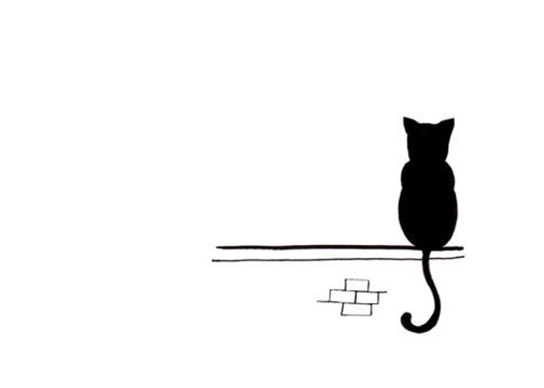794x567 Cat Drawing Simple Black And White Art Print Sitting And Etsy - Sitting Cat Drawing