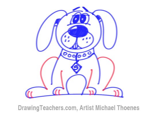 550x392 How To Draw A Cartoon Dog Sitting Down - Sitting Dog Drawing
